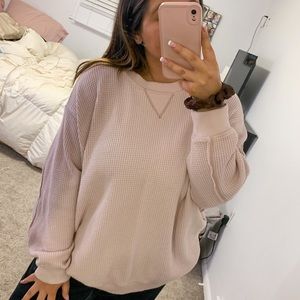 Aerie waffle crewneck sweater